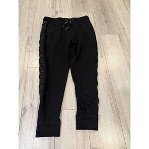 Authentic Balmain Men’s Rib-Panel Jogger Sweatpants Black Size L Large Pockets